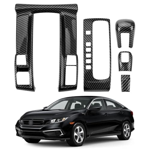 VTVWNM Center Console Gear Shift Panel Cover for Honda 10th Gen Civic 2016 2017 2018 2019 2020 2021 Accessories Interior Decorations Carbon Fiber Style AccessoriesNot for Manual Transmission