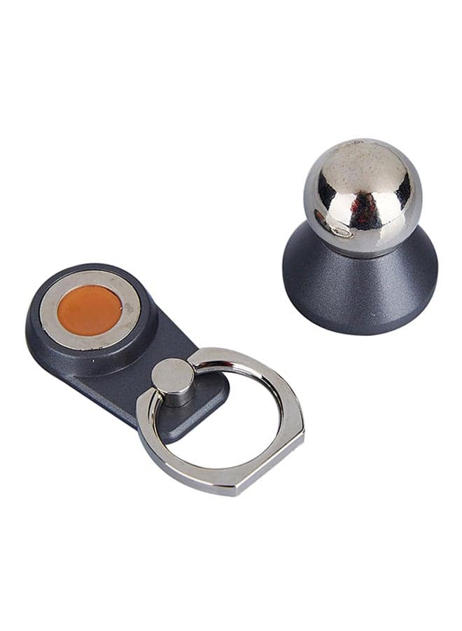 Magnetic Ball Finger Ring Phone Holder Black/Silver
