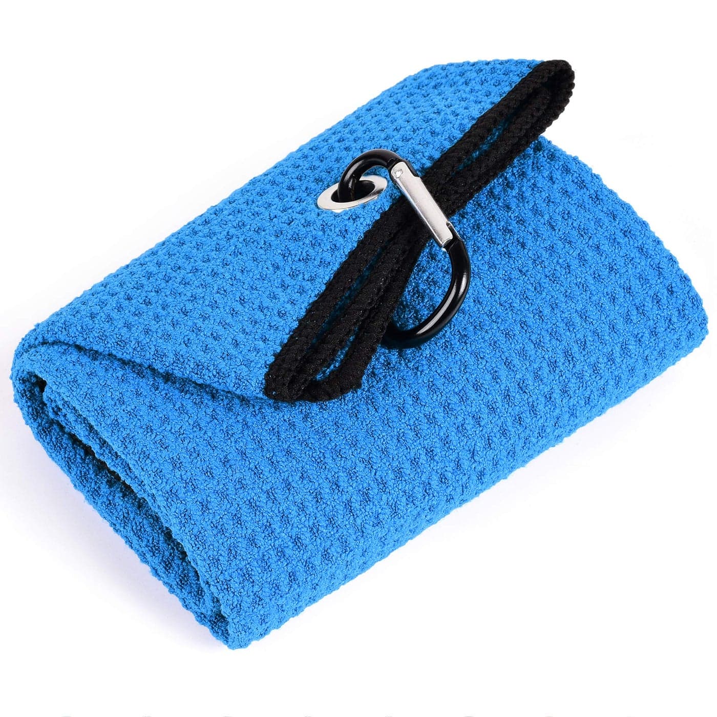 Mile High Life Microfiber Golf Towel 16 X 24 Waffle Pattern Design with Carabiner Clip Super Absorbent Trifold Large Golf Ball Towels Golf Bag Accessories for Men and Women Golf GiftBlue