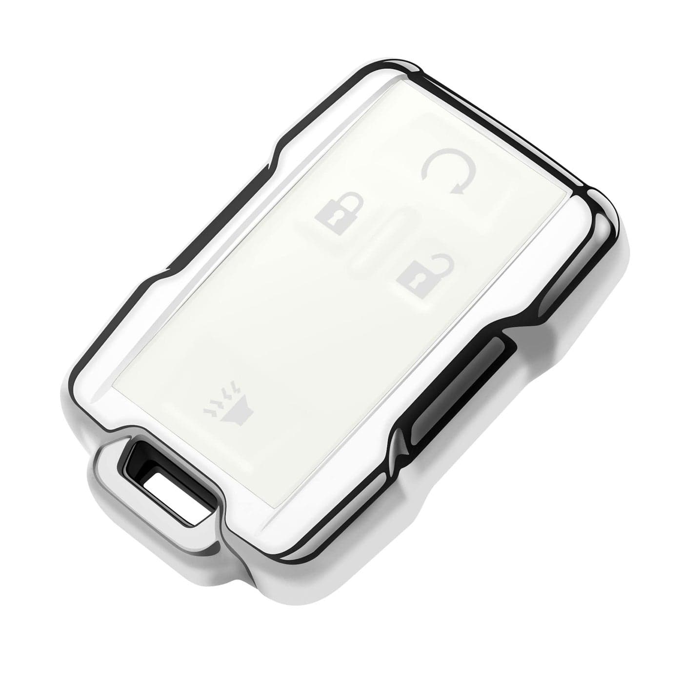 Tukellen for Chevrolet Key Fob Cover Soft TPU Full Protection Key Shell Key Case Compatible with Chevrolet Chevy Silverado Suburban Tahoe Colorado GMC Sierra Yukon Canyon 4 Buttons White