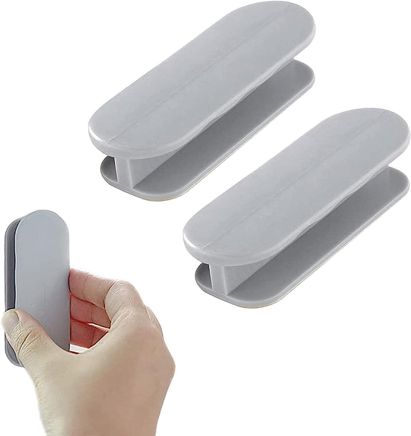 KPNG Self-Stick Instant Cabinet Drawer-Humanity Handle Helper Auxiliary for Kitchen Cabinet Knobs Drawer Window Sliding Door-Wardrobe Self-Stick Push Pull Helper Stick-on Handles (Grey, Pack of - 2)