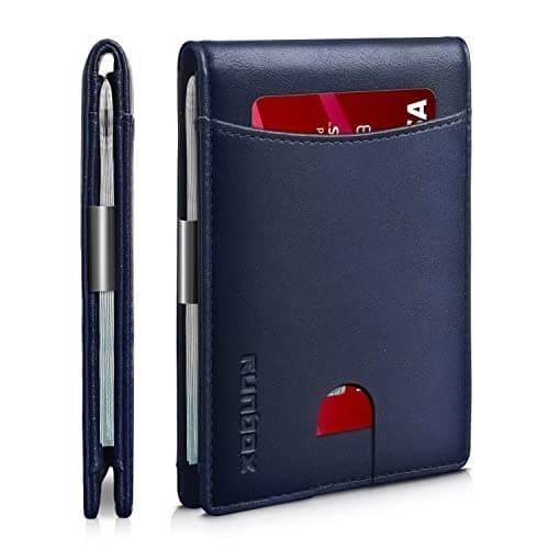 RUNBOX Money Clip Slim Wallets for Men RFID Blocking 11 Card Holder Minimalist Small Leather Bifold Men's Front Pocket Wallet Gift Box