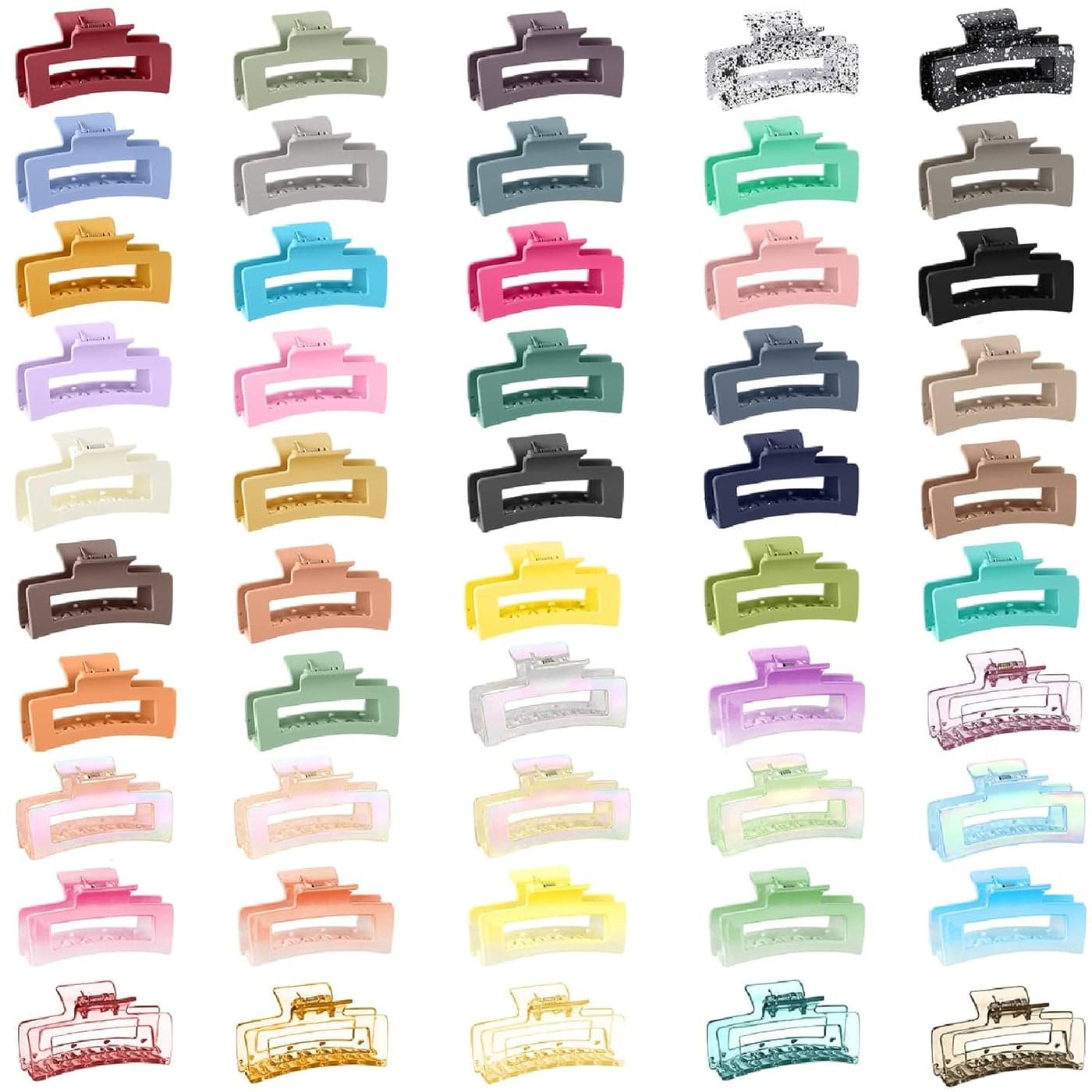 Hotop 50 Pcs Cute Hair Claw Clips Set Nonslip Square Clips Colorful Rectangle Hair Accessories for Women34 InchVibrant Color