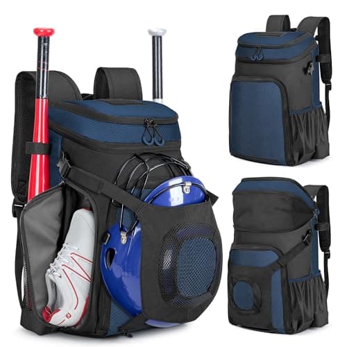 Smasrob Baseball Bag for Adult and Youth Baseball Backpack Softball Bag with Helmet Holder Shoe Compartment and Fence Hook Blue
