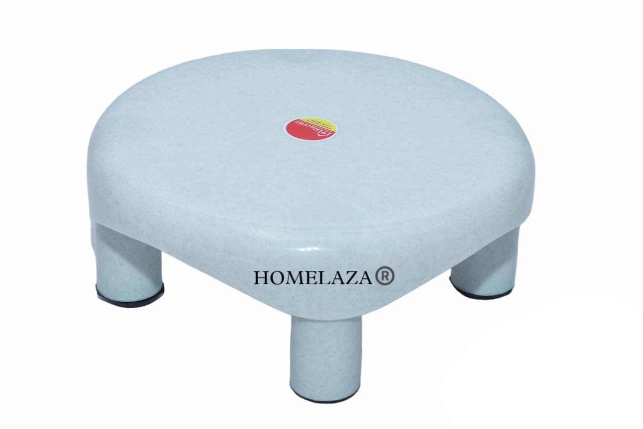 HOMELAZA Plastic Bathroom Stool Small Plastic Stool Kitchen Helper Stool Washroom Stool Stool for Bathroom Plastic Round Stool in 4 Legs Pack of 1 Piece Small White Small