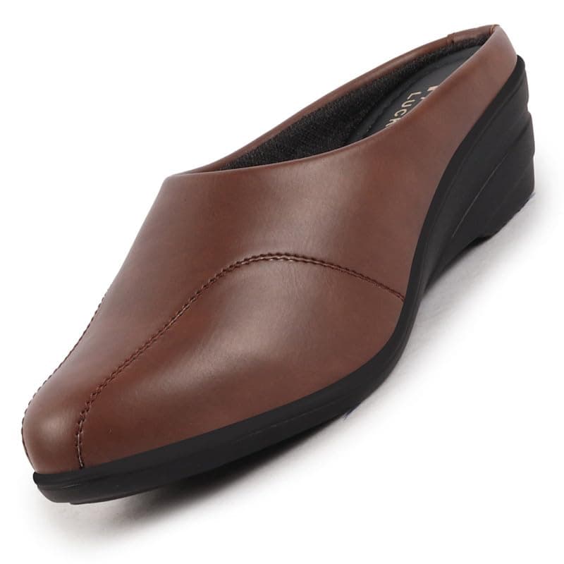 FAUSTO FST FJDWC-7024 BROWN-39 Women's Brown Formal Back Open Platform Wedge Heel Slip On Mule Shoes (6 UK)