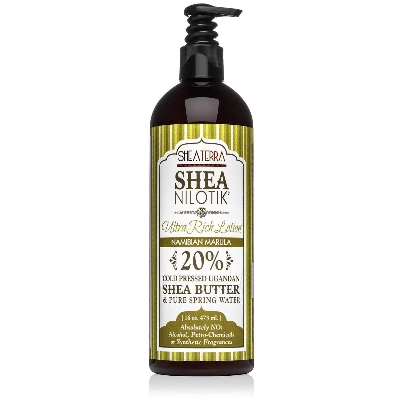 Shea Terra Organics Nilotik Shea Butter UltraRich Lotion Nambian Marula Natural Daily Moisturizer High in Vitamins Fatty Acids with Antioxidant Properties to Soften Protect Dry Skin 16 oz