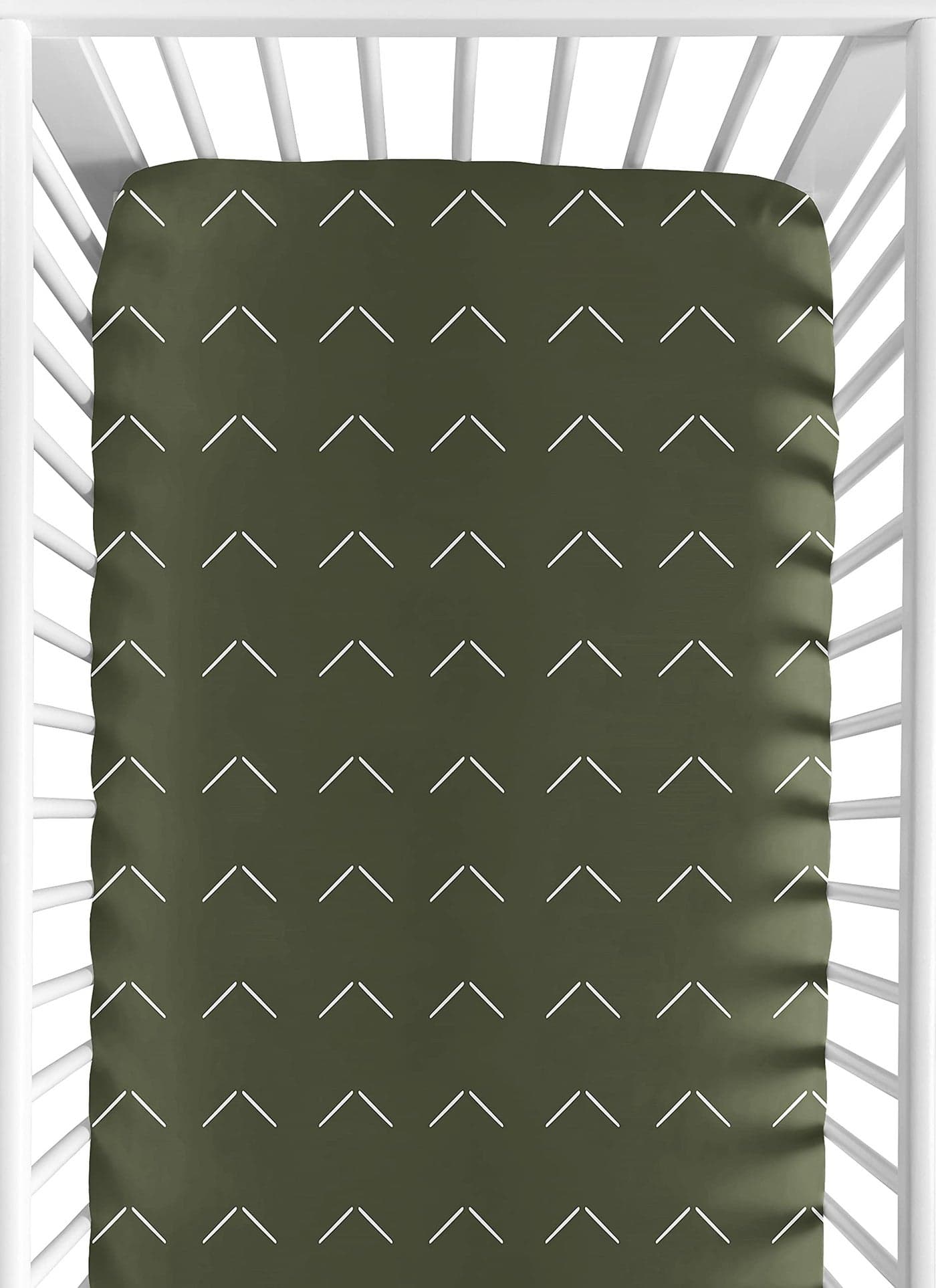 Sweet Jojo Designs Hunter Green Boho Arrow Boy or Girl Fitted Crib Sheet Baby or Toddler Bed Nursery White Bohemian Tribal Southwest Chevron Geometric Herringbone Woodland Gender Neutral