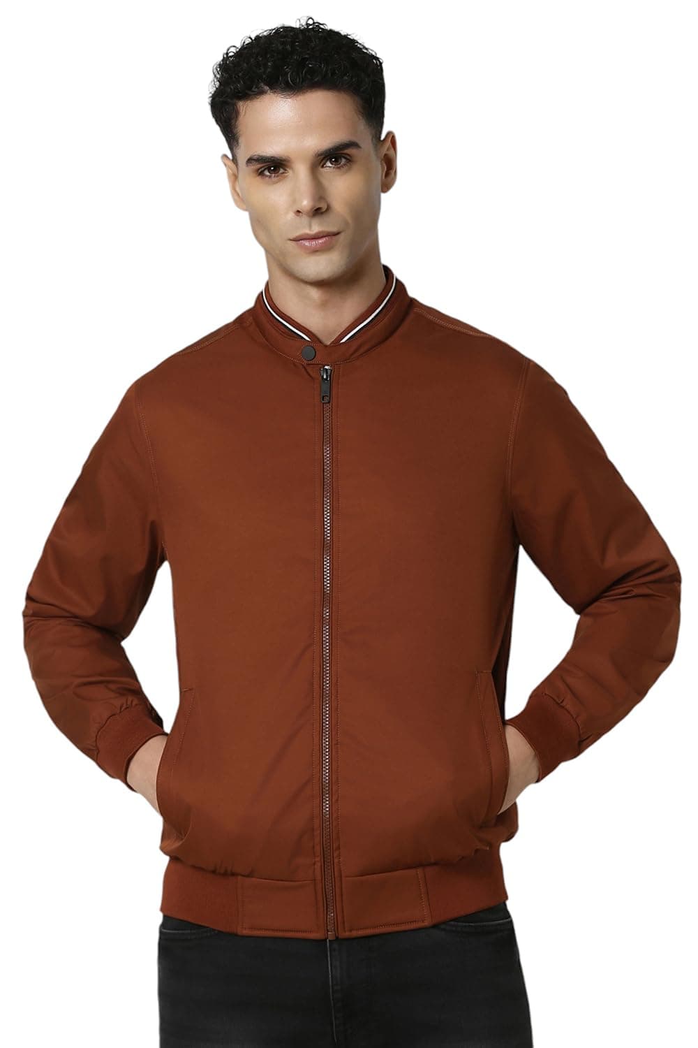 Van Heusen Men Brown Solid Casual Jacket