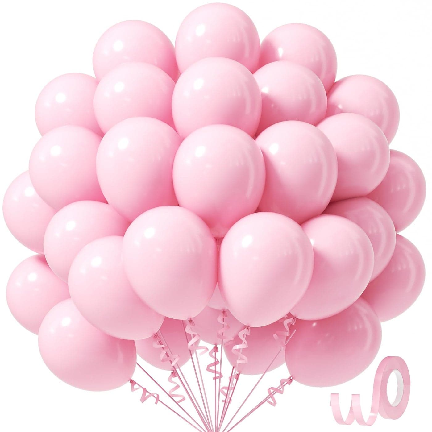 Awenztech Light Pink Balloons 12 inch Pastel Pink Latex Balloon 50pcs Party Balloons for Graduation Bridal Baby Shower Gender Reveal Birthday Party Decorations