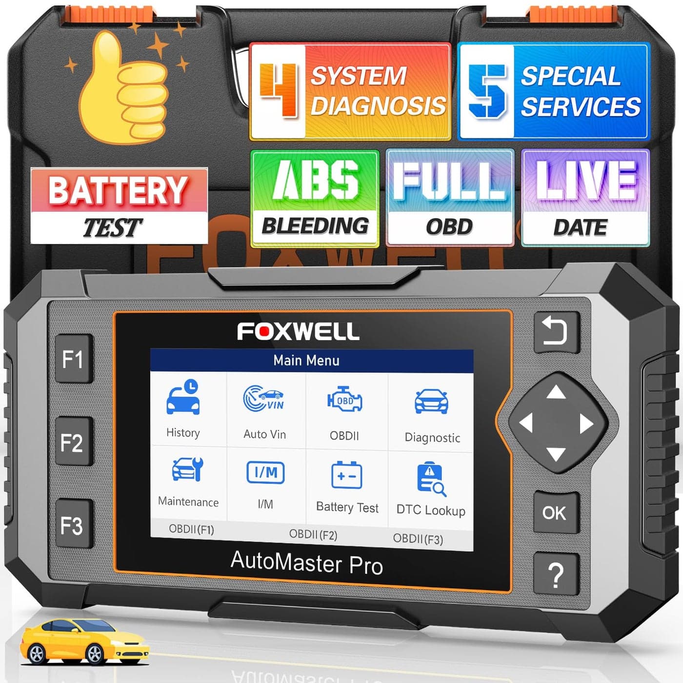2025 FOXWELL NT614 Elite OBD2 Scanner with 5 Resets ABS Bleeding SAS Calibration Oil EPB Throttle Upgrade of NT604 Code Reader Scan Tools ABS SRS Engine Transmission Battery Test Car Scanner
