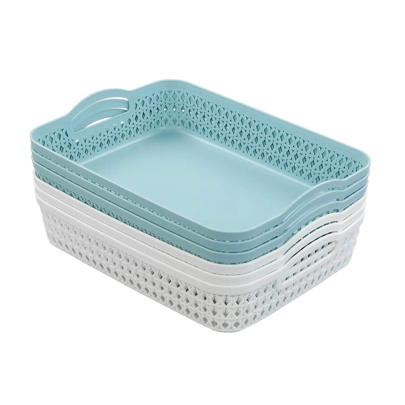 AnnkkyUS Weaving Plastic Baskets Set of 6 A4 Paper Storage Tray