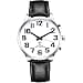RUNCAR English Atomic Talking Watch for Men Clear Loud Voice Time Date Alarm Announcements Black Leather Strap Ideal for Senior Men Visually Impaired Blind Users