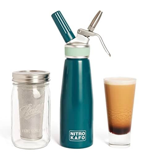 NITRO KAFO 1L Nitro Coffee Maker, Aluminum Nitro Cold Brew Coffee Maker with Special Nitro Diffuser Nozzle & Cold Brew Maker with Cold Brew Mason Jar, 1 Quart/1L