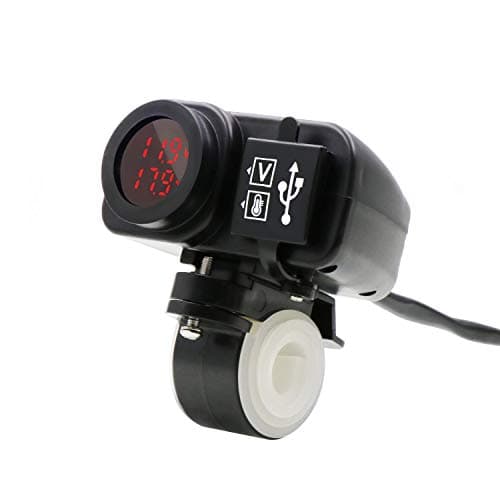 Waterproof Motorcycle 5V 31A Dual USB Charger Voltage Temperature Display Voltmeter for 78 and 1 Handlebar Mounting