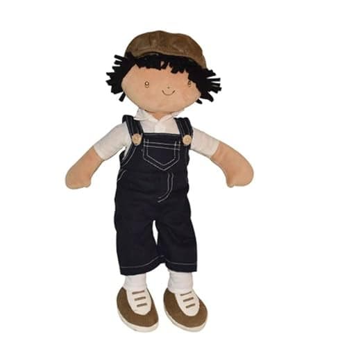 Tikiri Ethically Sri Lankan Tikiri Toys Joe Fabric Baby Doll Boy Baby Doll in Dungaree and Cap Ages 6 Months Up