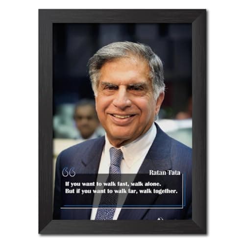 TenorArts Ratan Tata Quotes Photo Frame Watercolor Drawing Motivational Posters Laminated Print Framed Painting with Dark Color Matt Finish Textures (12 inches x 9 inches)
