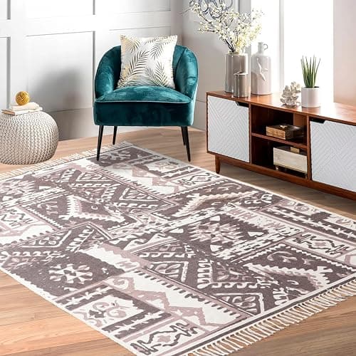 Villedomo Reversible 4X6 Feet Rugs In Satori Grey Stylish,Washable Area Rectangular Rugs With Anti-Skid Mat-Ideal For Living Room,Bedroom,And More!