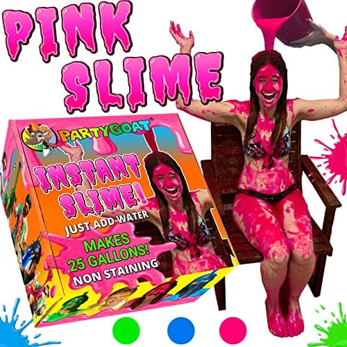 PARTY GOAT Pink Instant Slime Powder Bulk 25 Gallon Kit Just Add Water Liquid Slime Mix to Dump on People in Fundraisers Games