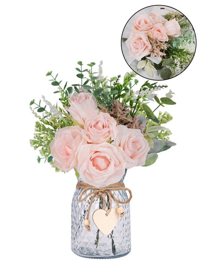 Fake Flowers, Silk Roses Artificial Flowers, Wedding Bouquets, Photography Scene Arrangement, Faux Flower Arrangement Suitable for Home Office Decoration, Dining Table Centerpiece (No Vase)