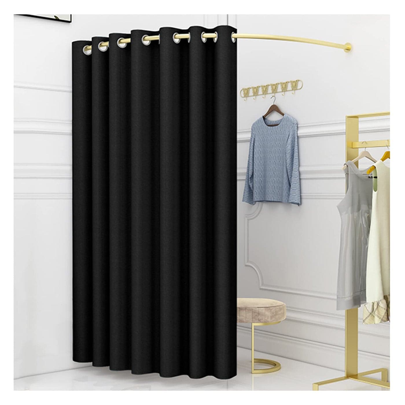 Clothing Store Fitting Room 39 in Dressing Room Used in Mall Boutique and Office Corner Wall Mounted Changing Room for Privacy Protection Include Shading Curtain Bracket and Hook Up