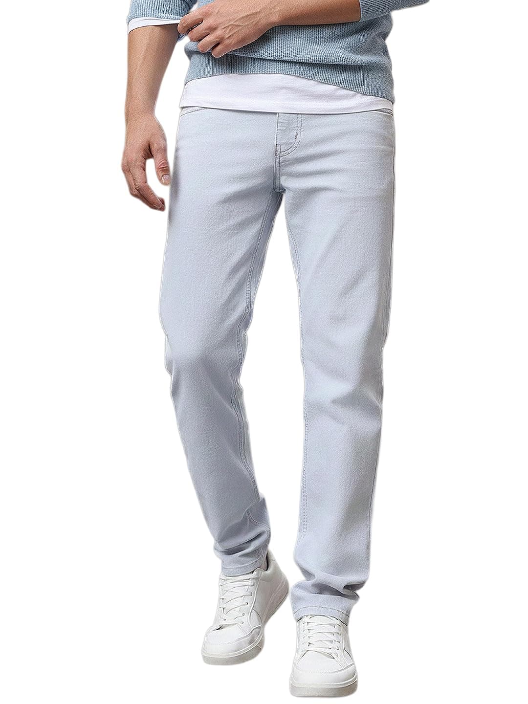 Urbano Fashion Men's Whitish Grey Regular Fit Washed Jeans Stretchable (epsreg-wgrey-40)
