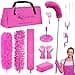 Microfiber Dusters for Cleaning Feather Dusters with Extension Pole Bendable Washable Dusters for High Ceiling Fan Blinds Cars Furniture Cleaning Tools Kit Pink Gift for Women 15 PCS