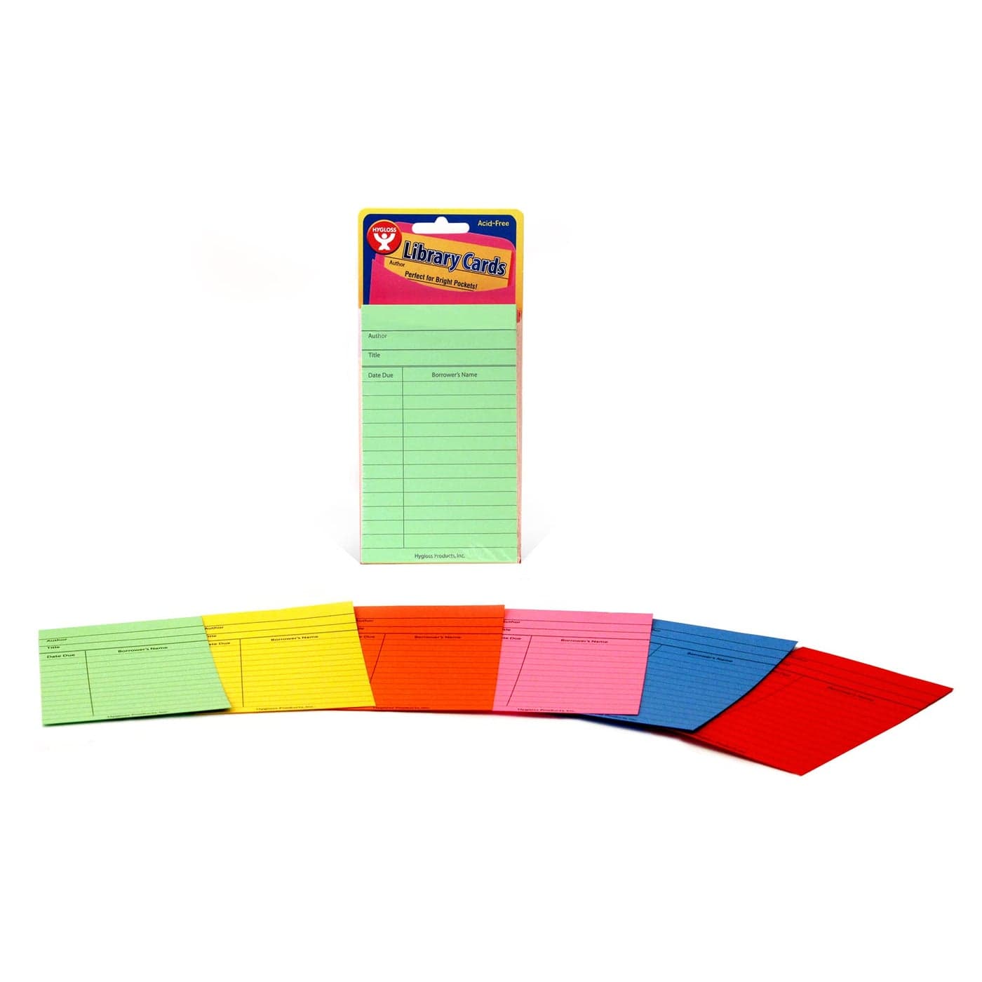 Hygloss Products Library Checkout Cards Bright Colored Due Date Note Cards 3 x 5 Inches 50 Pack