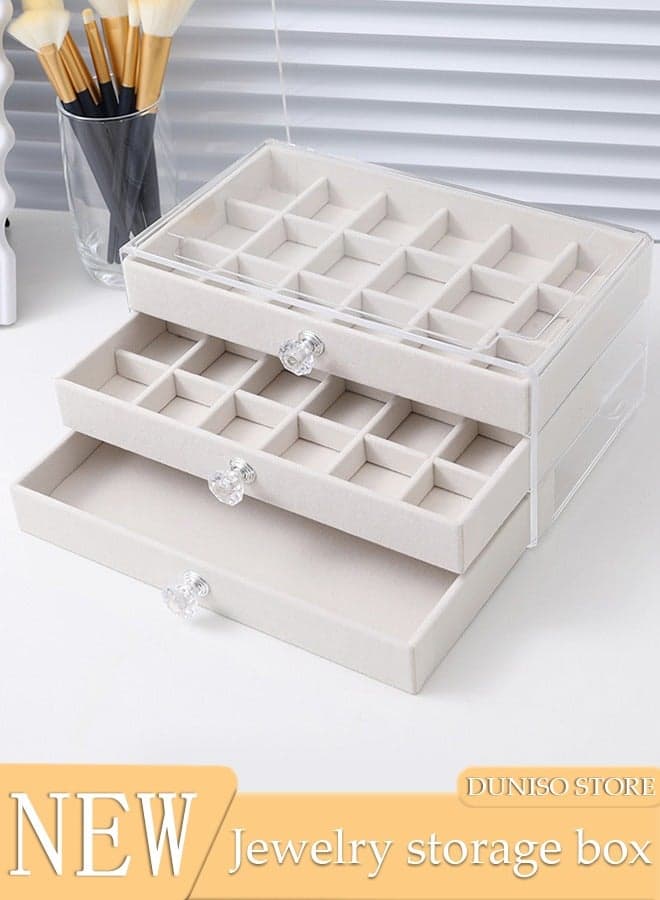 Jewelry Box Organizer for Women,3 Layer Jewelry Display Storage Box Large Jewelry Box for Necklaces and Bracelets Earring and Ring