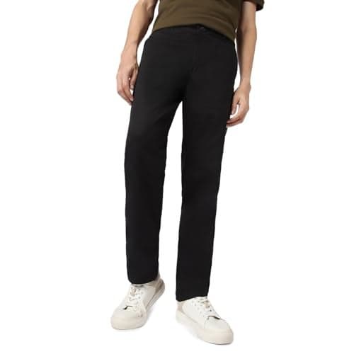Urbano Fashion Men's Black Cotton Regular Fit Casual Chinos Trousers Stretch (chinoreg-black-36)