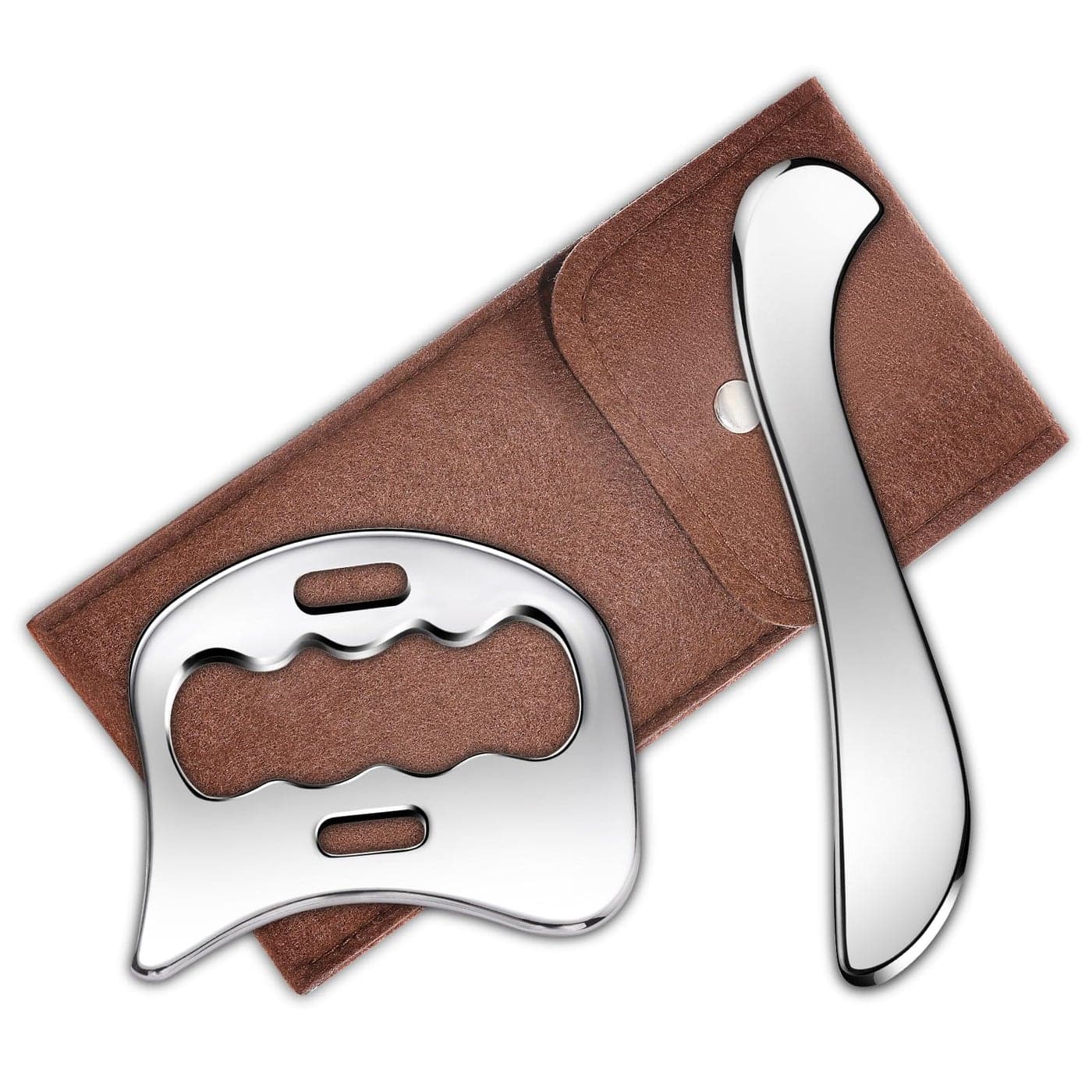 2in1 Stainless Steel Gua Sha Muscle Scraper Tool Myofascial Scraping Tools for Physical Therapy Lymphatic Drainage Massager Soft Tissue Massage Tool SD