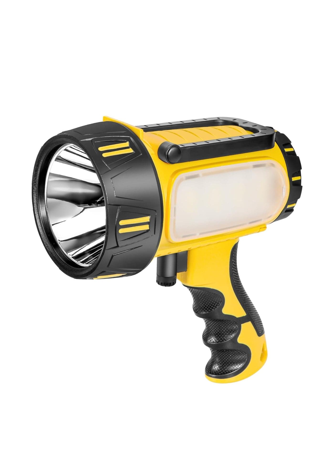 Super Bright Rechargeable Spotlight, Handheld Rechargeable LED Flashlight, Tactical Searchlight with USB Output, 6 Light Modes Camping Light (Yellow)