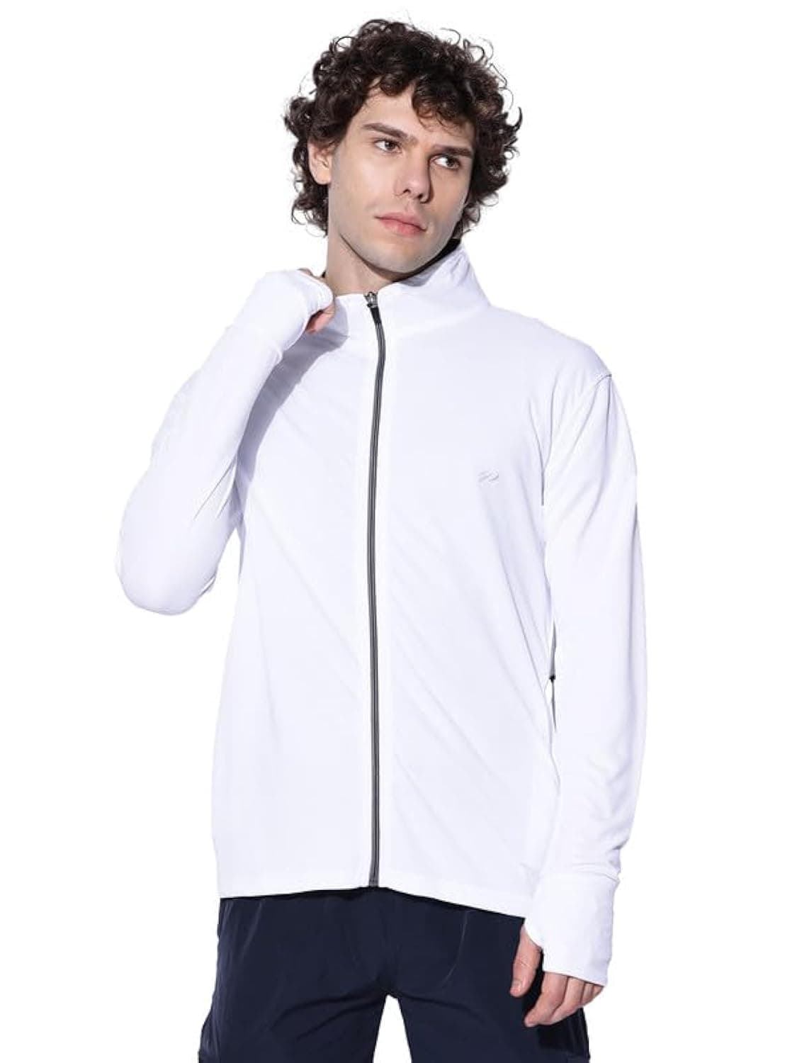 BLUE TYGA SUNSCREEN JACKET Men's Travel Standard Length Nylon Solid Plain Sports Summer Gym Workout Running Travel Trekking and Sunscreen jacket Winter Casual Wear White XL