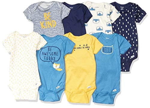 Gerber Baby Boy's 8-Pack Short Sleeve Onesies Bodysuits, Blue Fox, 3-6 Months