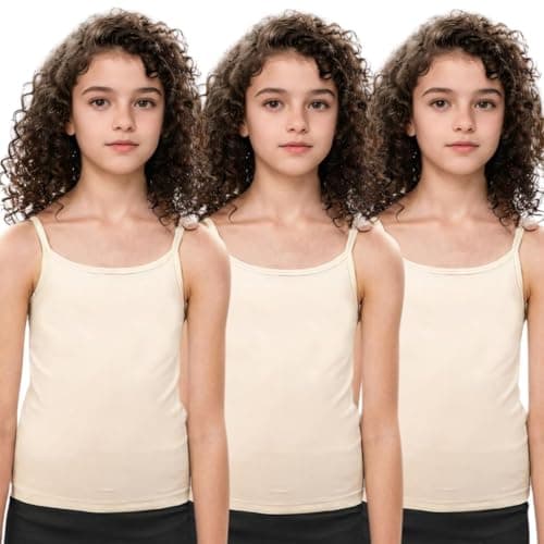 ADIRA | Teen Camisole | Beginners Cami for Puberty | Flat Padding for Nipple Coverage | Confidence for School & Home | Stretchy Cotton | Girls Slip | Pack of 3 | Skin | 2XL