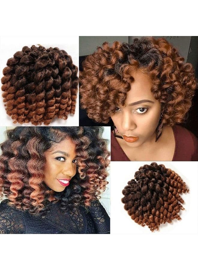 Jamaican Bounce Crochet Hair-4 Packs Deal 8 Inch Jumpy Wand Curl Crochet Hair Curly Crochet Hair For Black Women (8 Inch 4 Packs, T1B-30#)