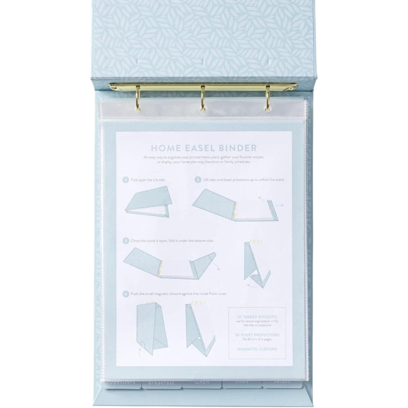 Home Easel Binder 10 Blue Mylar Tabs Builtin Magnetic Closure 3 Ring with 30 Heavyweight Sheet Protectors Hardcover with Matte Lamination Finish Recipe Book Holder 10x14 Size