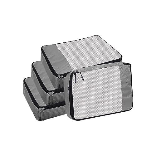 TRIP ON GO Kids Travel Organizer Pouch, Packing Cubes For Travel, Cloth Organizer For Travel, Suitcase Organizer For Travelling, Packing Bags For Travelling (Grey, Small - Pack of 4)