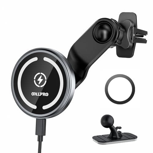 OHLPRO Compatible with MagSafe Car Mount for iPhone 16, Magnetic Wireless Car Charger with Extended Arm, Never Block Vents for iPhone 15/14/13/12 Serie, 15W Fast Charging Mag Safe Phone Holder, Grey