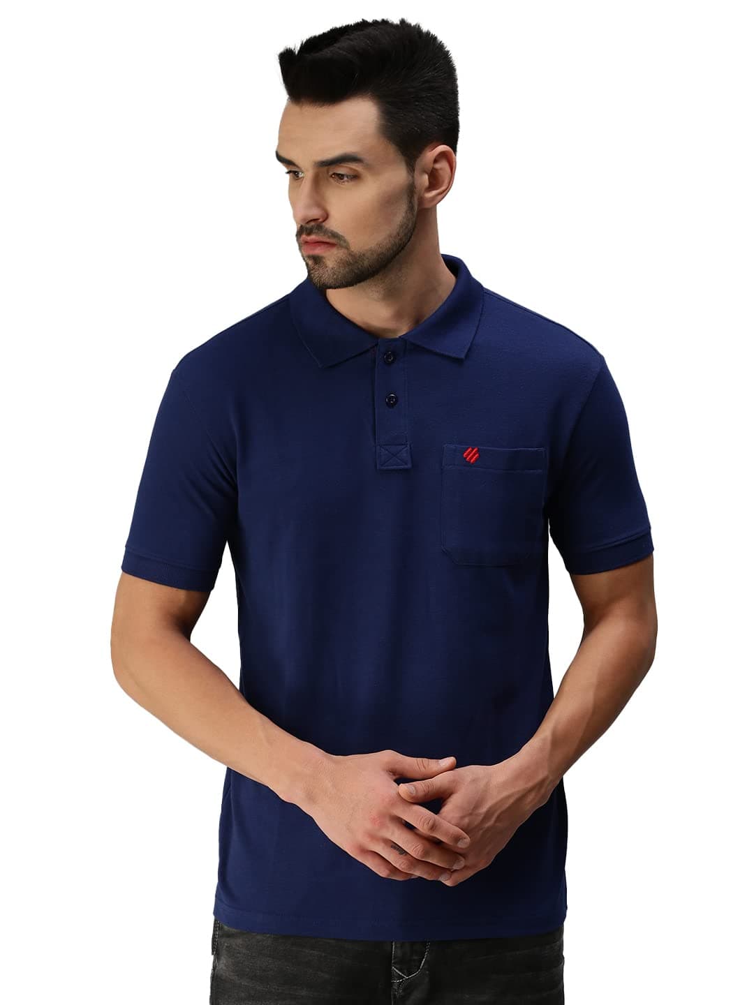 ONN Men's Airforce Blue Half Sleeves Polo Collar T-Shirt with Pocket(Size : X-Large)