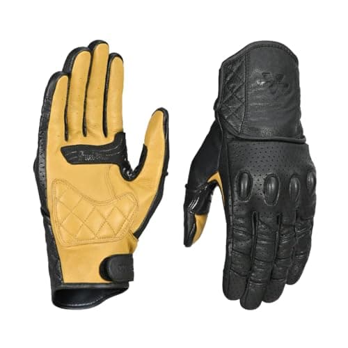 ViaTerra Fuel Retro Classic Leather Motorcycle Gloves: Premium Riding Gloves for Bikers, Perfect Winter Gloves for Men and Essential Bike Accessories (TAN, XS)