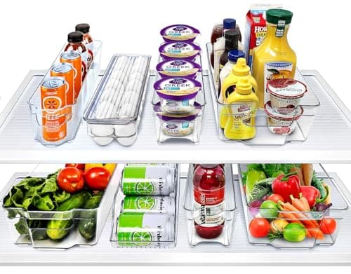 Sorbus Fridge Organizer Bins Set of 8 Refrigerator Organizers and Storage Containers Stackable Freezer Bins and House Essentials for New Home BPAFree Pantry Drawer Organizers