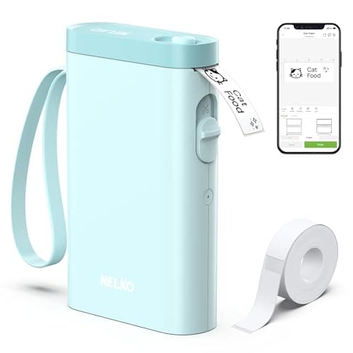 Nelko Label Maker Machine with Tape P21 Bluetooth Label Printer Wireless Mini Label Makers with Multiple Templates for Organizing Office Home Cyan