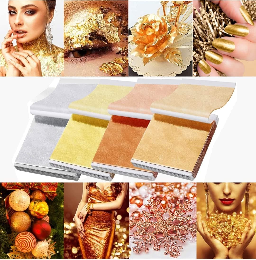 GSWC. 300pc Metallic Gold FOILS Clarity FOILS Sheets Gliding FOILS Imitation Gold FOILS for DIYE,FRAM,Art & Craft,Furniture Decoration ETC