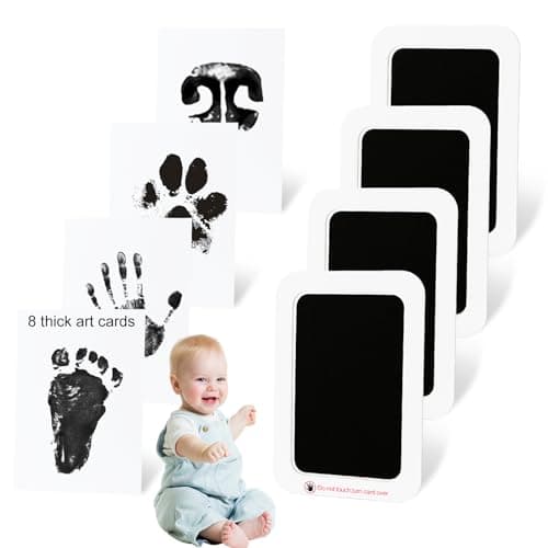 echosari Inkless Baby Hand Footprint Kit 4 Pack 8 Art Cards 37x23in Mess Free Clean Touch Ink Pad for Newborn Keepsake Baby Handprint and Footprint Memory Gift for New Parents