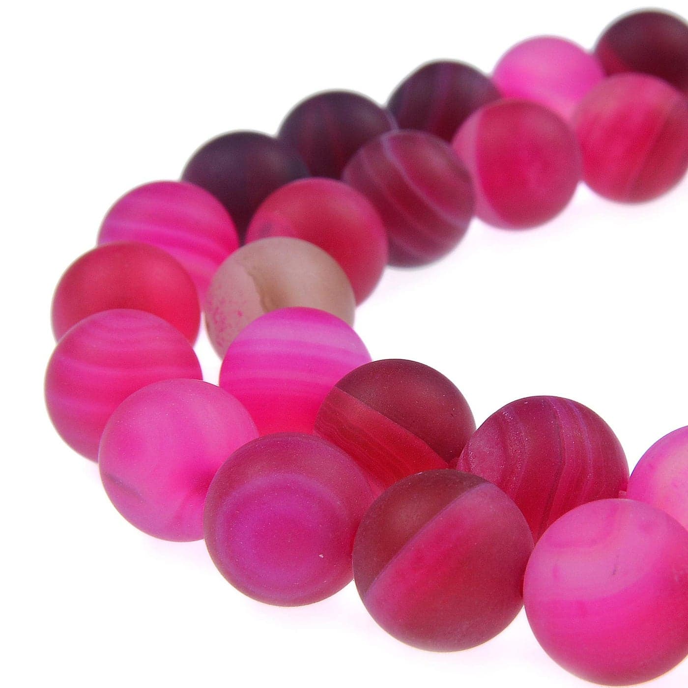 PLTbeads Natural Gemstone Loose Beads Matte Approxi 155 inch DIY Bracelet Necklace for Jewelry Making 8mm Matte Fushia Stripe Agate