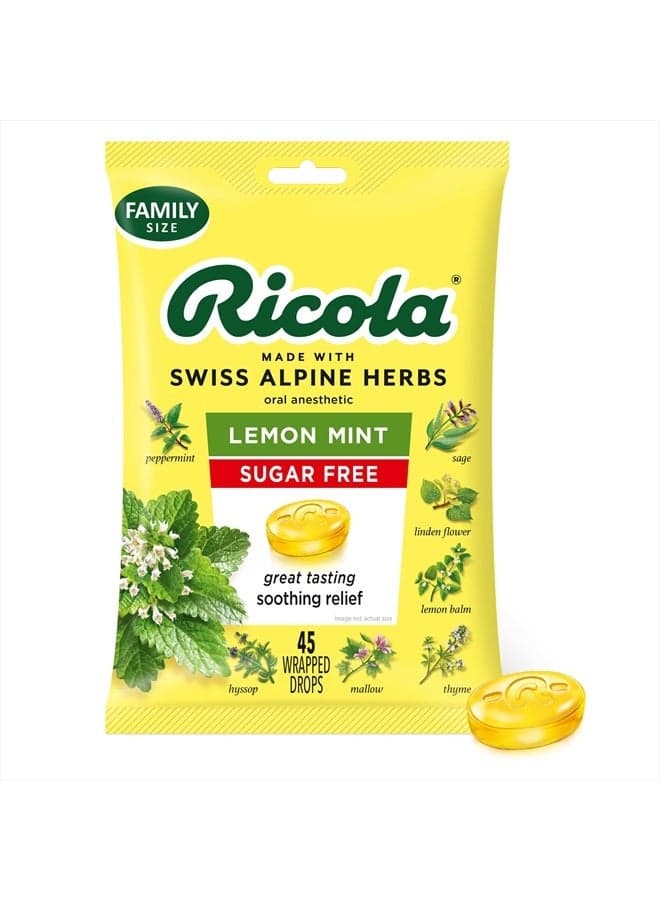 Sugar Free Lemon Mint Throat Drops, 45 Count, Refreshing Relief From Minor Throat Irritations, Oral Anesthetic