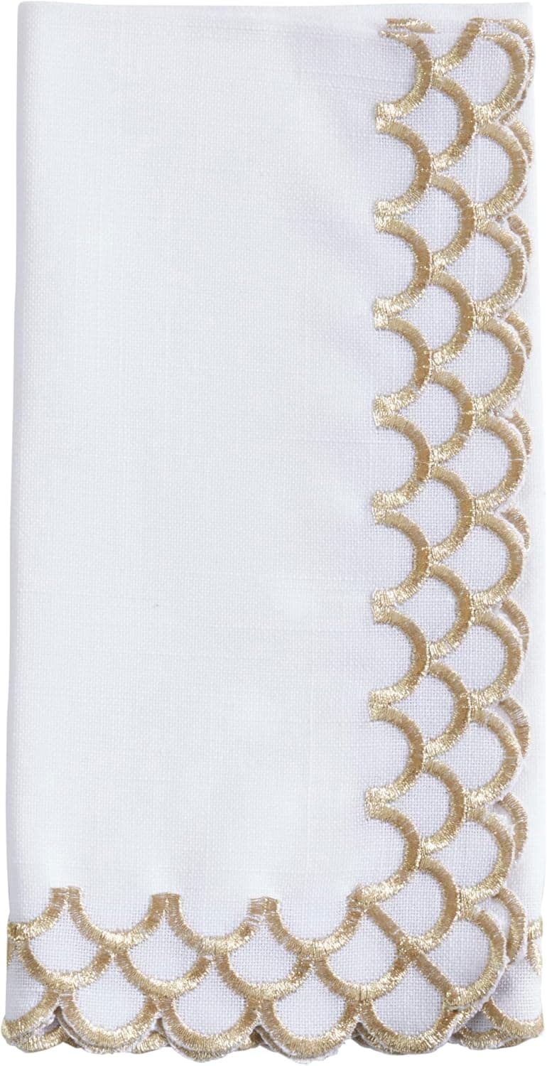 Saro Lifestyle Scalloped Edge Napkin Set of 4 Gold 20