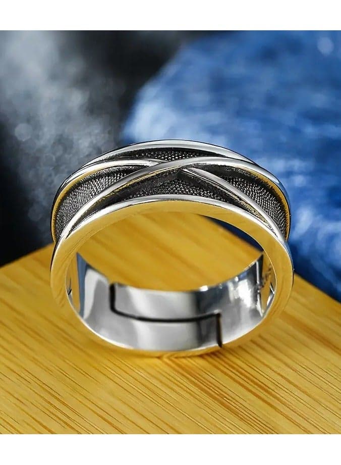 Stylish Men's Retro Silvery-Tone Open Ring Zinc Alloy Perfect for Daily Wear Special Occasions