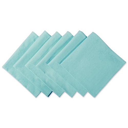 DII Solid Pastel Napkin Set Cotton, Machine Washable, 20x20 Inch, Aqua, 6 Count